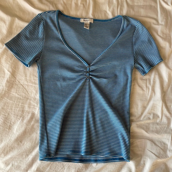 Blue and white striped Crop top - Picture 1 of 3